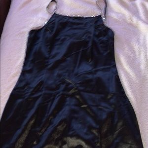silk black dress with jewels on straps